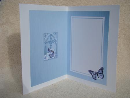 Fancy Cross Butterfly Blues Pyramid Matching Insert by Beverly Carmichael