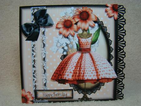 Peach Polka Dots and 1950's Dress Card Topper by Beverly Carmichael