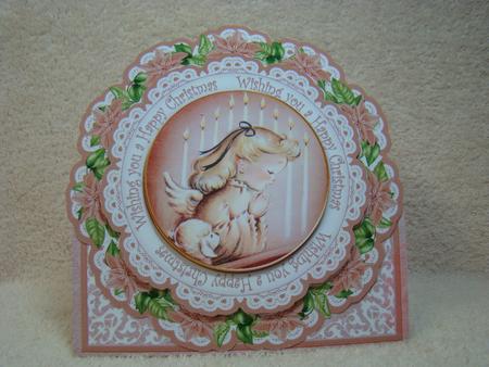 Plum Praying Girl Wu Happy Christmas Picture Doily C & E Kit by Beverly Carmichael