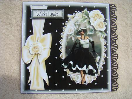 Cream Roses and Black and Cream Polka Dots Topper by Beverly Carmichael
