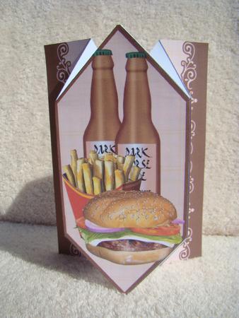 Diamond Fold Card - Beer and Burger 2 by Beverly Carmichael