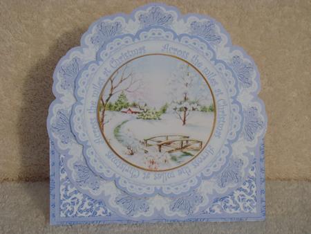 Blue Snowscene Across the Miles Picture Doily C & E Kit by Beverly Carmichael