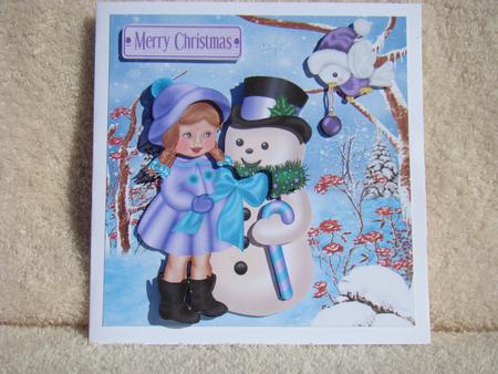 Lovely Little Girl with Snowman and Robin Mini Kit 8x8 by Beverly Carmichael
