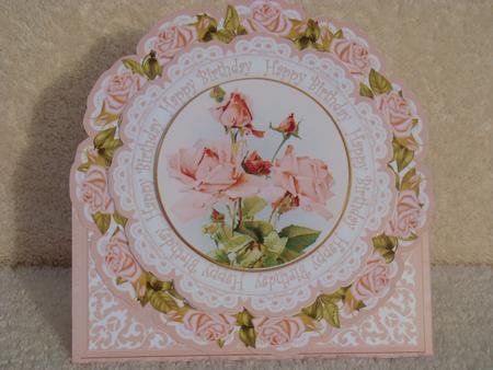 Pink Roses Happy Birthday Picture Doily C & E Kit by Beverly Carmichael