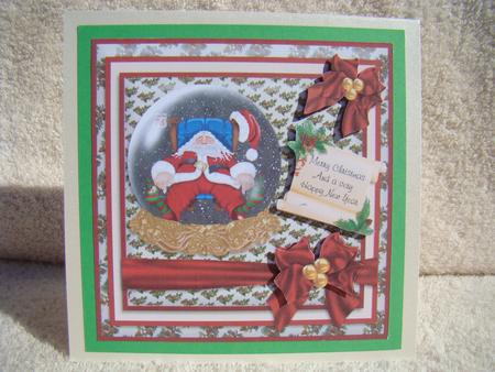 Exhausted Santa in Snowglobe Card Front & Insert by Beverly Carmichael
