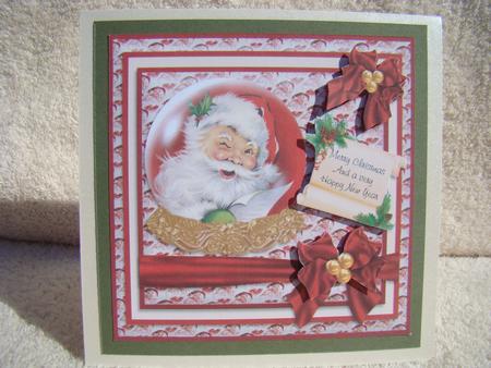 Santa with Letter in a Snow Globe Card Front & Insert by Beverly Carmichael