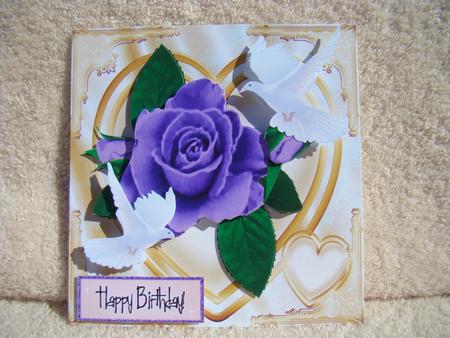Hand Painted Purple Roses with Dove & Heart 8x8 Mini Kit by Beverly Carmichael