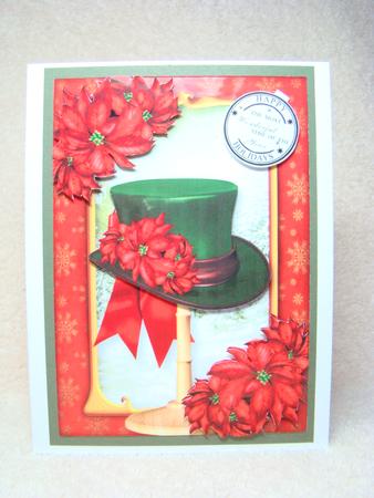 Red Poinsettia Christmas Hat & Stand by Beverly Carmichael