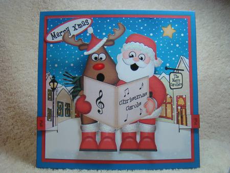 3D Santa & Rudolph Animated Merry Carollers Card Kit by Beverly Carmichael