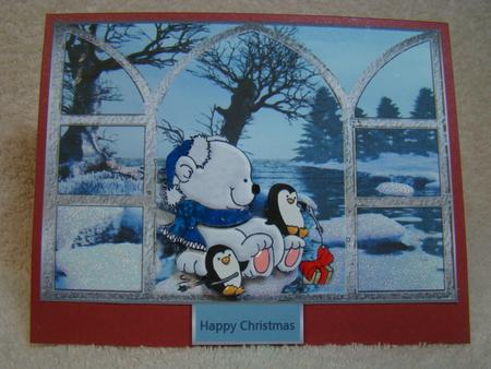 Polar Bear and Penguins View Through Window by Beverly Carmichael