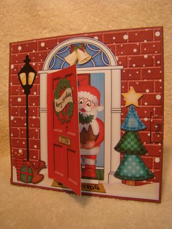 3D Xmas Santa's Pudding Animated Moveable Open Door Card Kit by Beverly Carmichael