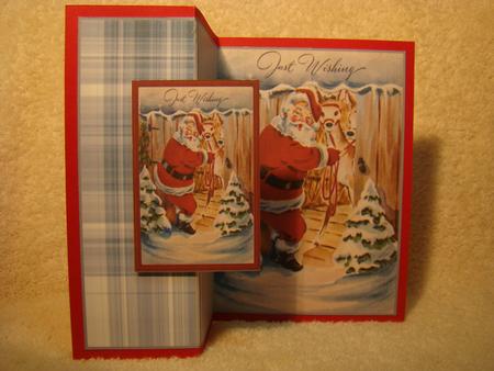 Santa and His Reindeer No Hole Fold Back Card by Beverly Carmichael