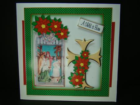 Poinsettia Nativity Cross by Beverly Carmichael