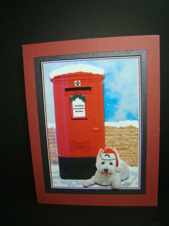 Westie Christmas Post Box Scene Decoupage by Beverly Carmichael