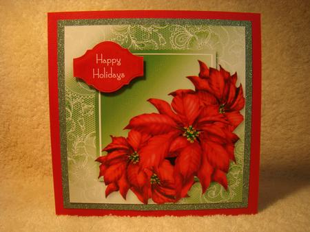 Red Poinsettias Lacey Square by Beverly Carmichael