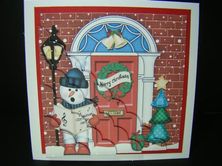 Singing Snowman Christmas Door Scallop Corner Stacker Topper by Beverly Carmichael