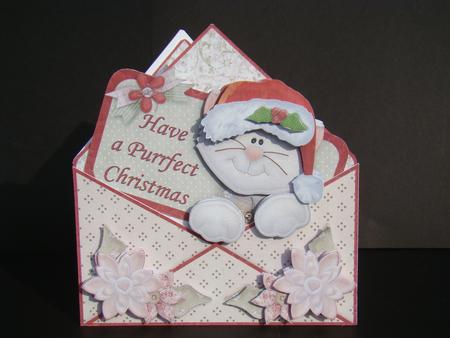 Purrfect Christmas Envelope Peeper Card Mini Kit by Beverly Carmichael
