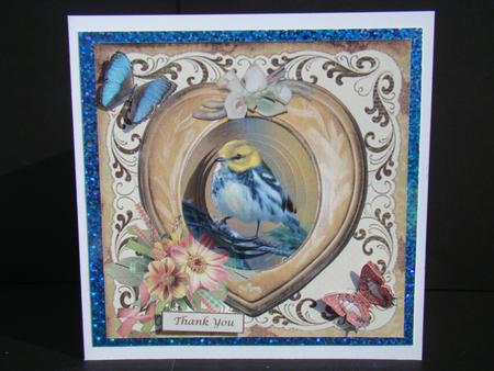 Warbler Bird & Butterflies Topper & Oval Pyramid Layers by Beverly Carmichael