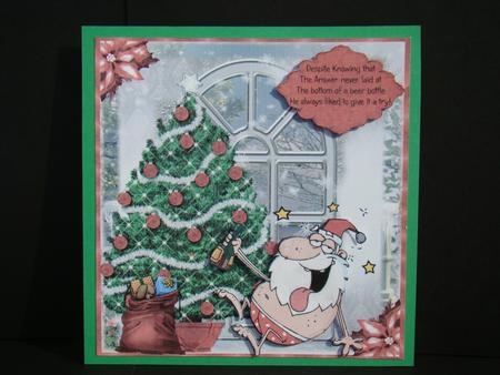 Funny Drunk Santa Card Topper by Beverly Carmichael