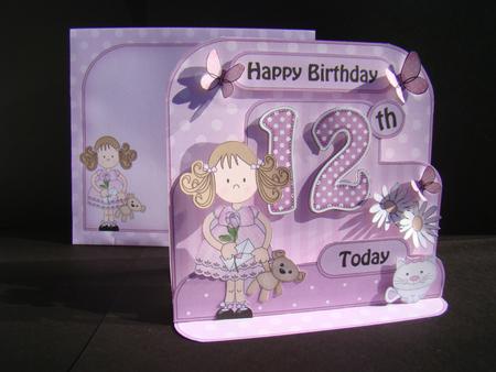 3D Zoe 12th Birthday Girlz Pop Up Age Card Kit by Beverly Carmichael