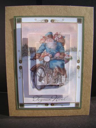Vintage Santa Riding a Motorbike Pyramid Topper by Beverly Carmichael
