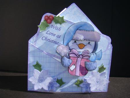 Penguin Christmas Envelope Peeper Card Mini Kit by Beverly Carmichael