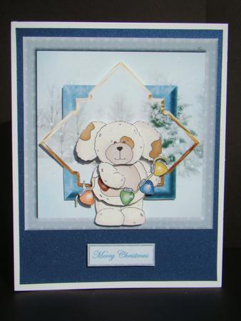 Teddy Bear with Lights Card with Topper by Beverly Carmichael