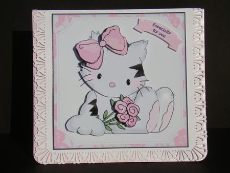 Sweet Kitty with Flowers 3D Decoupage Kit by Beverly Carmichael