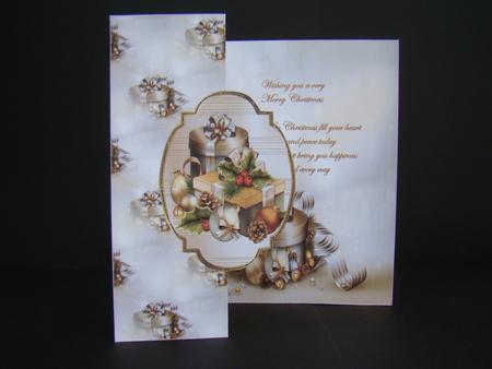 Bauble and Gifts Fold Back Card by Beverly Carmichael
