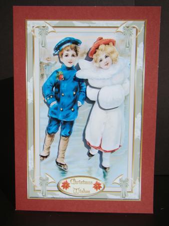 Ice Skating in the Snow Card Front by Beverly Carmichael