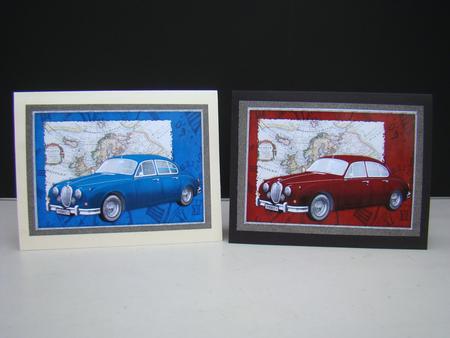 4 Vintage Car Toppers & Sentiments Banners by Beverly Carmichael