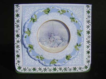 Blue Church Happy Christmas 8in Doily Shaker Cf Mini Kit by Beverly Carmichael