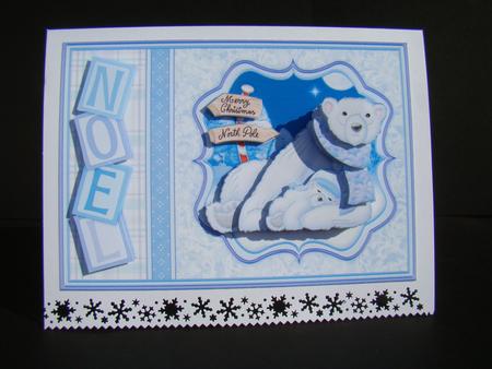 Polar Bear Mum & Baby Christmas Card Topper & Decoupage by Beverly Carmichael