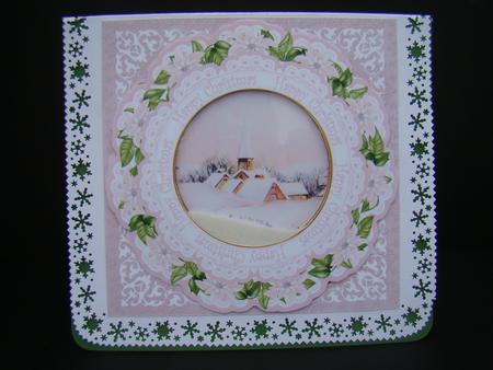 Pink Village Happy Christmas 8in Doily Shaker Cf Mini Kit by Beverly Carmichael