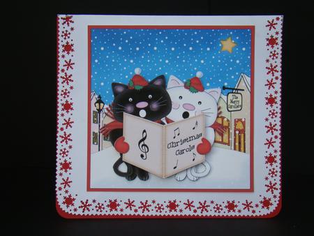 Singing Cats Merry Carollers 3D Decoupage by Beverly Carmichael