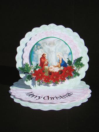 Christmas on Doilies Small Easel Card by Beverly Carmichael