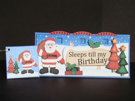 3D Xmas Santa Sleeps Till My Birthday Countdown Card by Beverly Carmichael