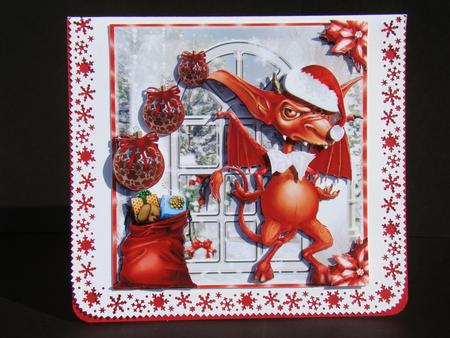 Old Devil Christmas Card Front by Beverly Carmichael