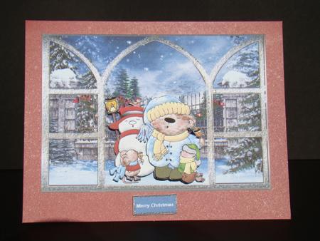 Choir Crew Bear, Snowman and Friends Window View by Beverly Carmichael