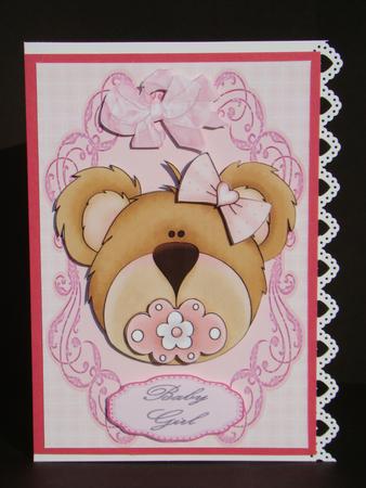 Cute Baby Girl Teddy with Bow & Dummy by Beverly Carmichael
