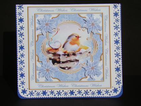 Blue Robin Christmas Wishes Lattice Corner 8in Topper by Beverly Carmichael