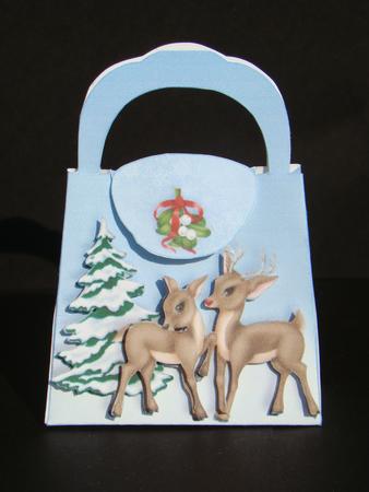 Christmas Handbags Gift-box Decoration - Deer & Mistletoe by Beverly Carmichael