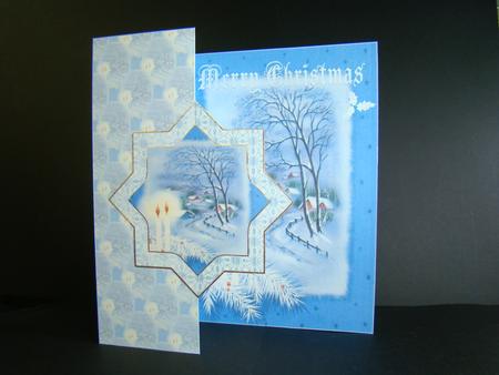 Christmas Candles and Holly Fold Back Card by Beverly Carmichael