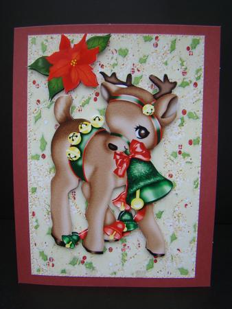 Lovely Brown Reindeer with Festive Bell's by Beverly Carmichael