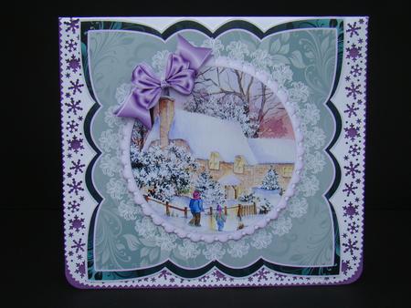 Christmas Cottages Mini Kit Scalloped Edge Decoupage Topper by Beverly Carmichael