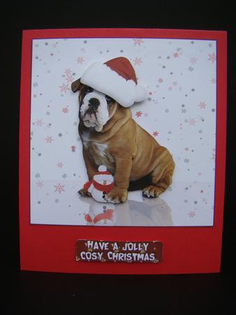 Cute Bulldog Christmas Quick Card by Beverly Carmichael