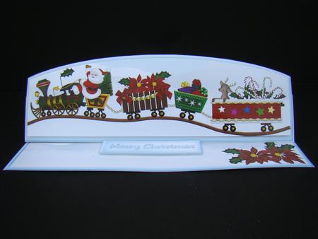 Santa's Train Arched Large Dl Easel Card Mini Kit by Beverly Carmichael