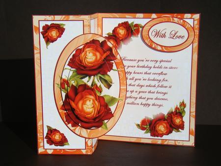Fold Back Red and Orange Roses with Verse by Beverly Carmichael