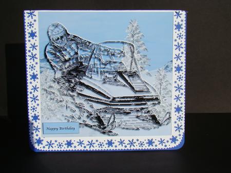Winter Snowmobile Sports Quick Card Topper by Beverly Carmichael