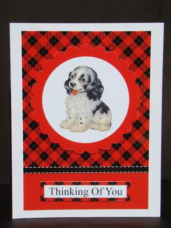 Cute Vintage Dog Card Front with Decoupage by Beverly Carmichael